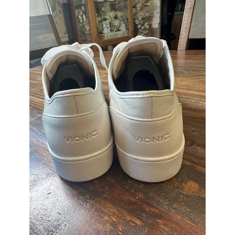 Vionic Keke White Leather Ribbon Lace Up Sneakers TVW5371 Women's Size 11 Shes